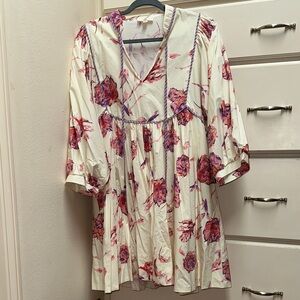 Entro Cream Dress with Pink Accents